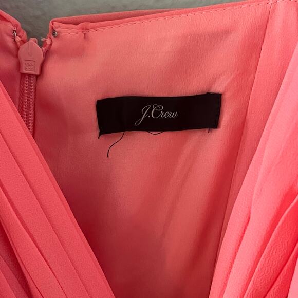 J.Crew Pleated Maxi Dress Pink Red V-Neck Spaghetti Strap Style AD090 Size 0 - Picture 3 of 7